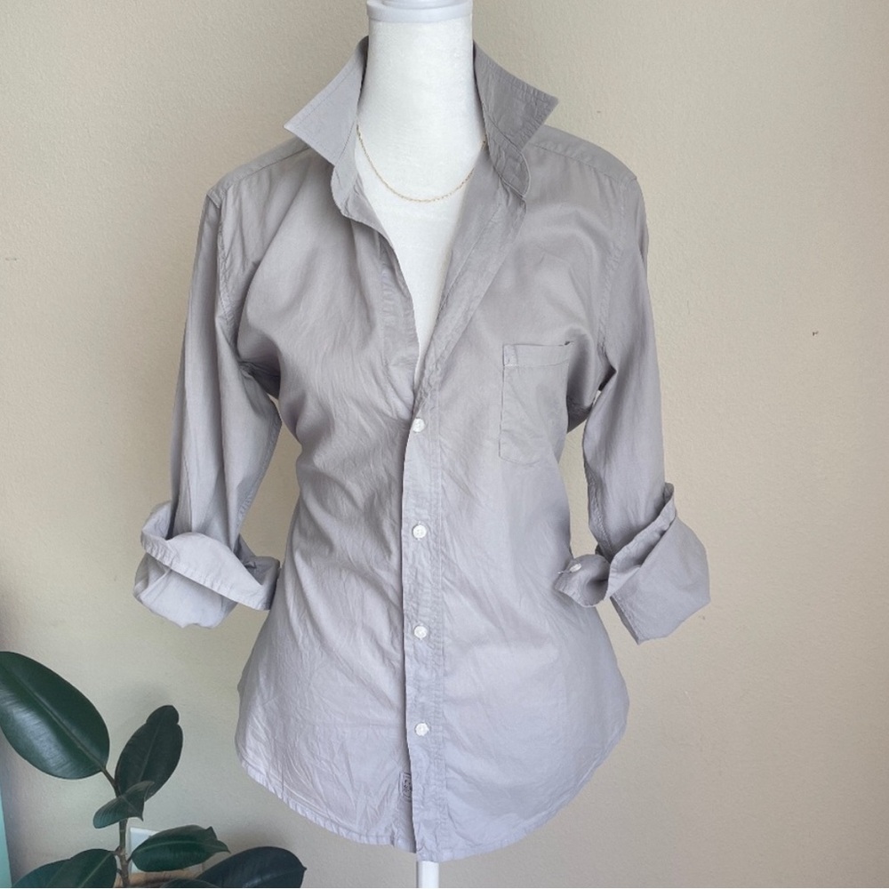 Frank & Eileen crinkle shirt Barry Signature 117409 gray cotton USA Medium